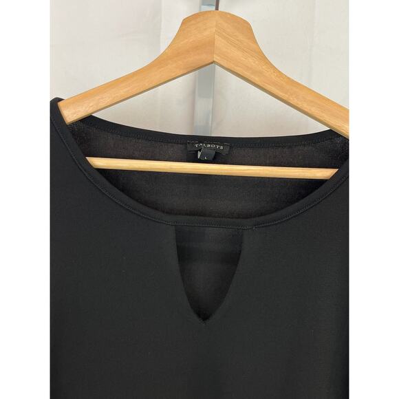 TALBOTS Keyhole Top 3/4 Sleeve Pullover Stretch Jersey Black Size L - Picture 3 of 7